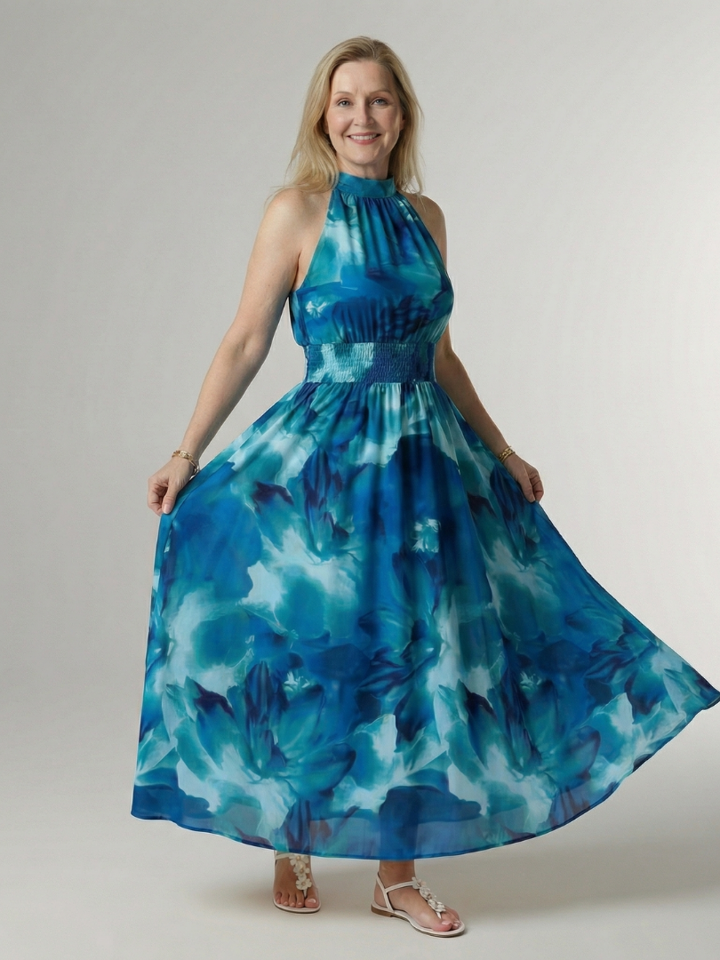 Sylin™ Gathered Halter Midi Dress