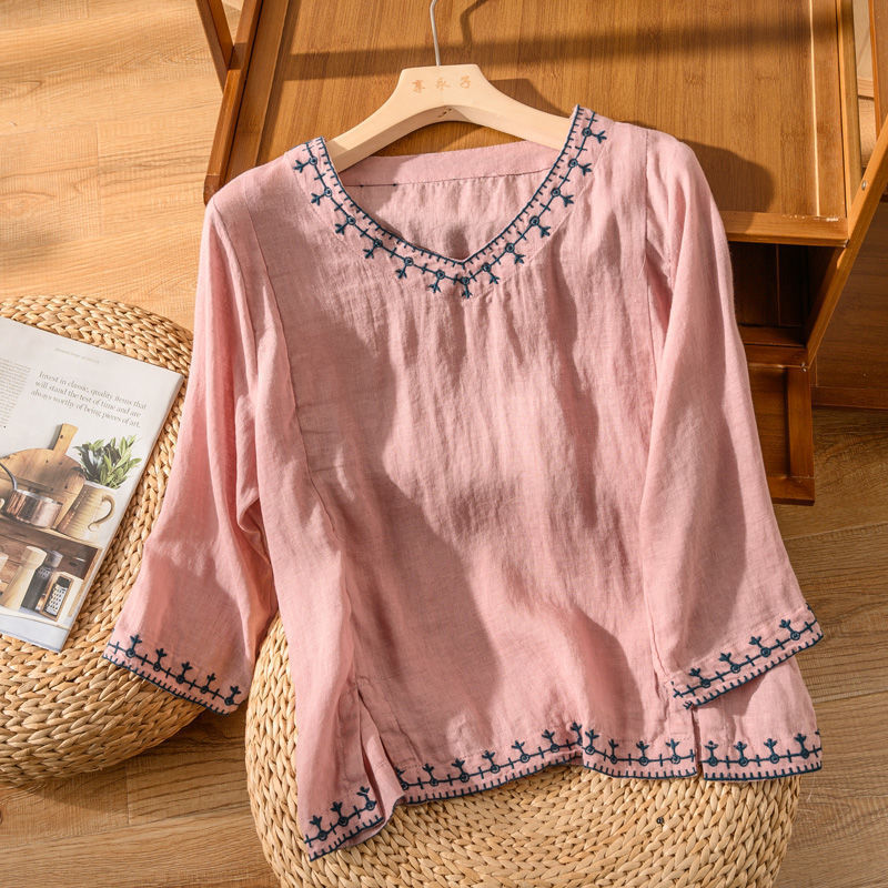 Mary™ | Pattern V-Neck Blouse