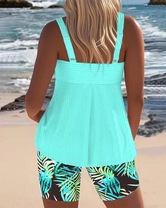 Daphne™ | Bright Ribbed Tankini Shorts