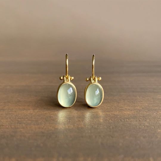 Celestia | Vintage Green Moonstone Earrings