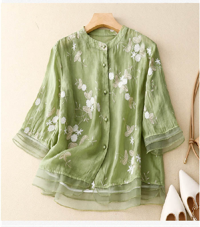 Kourtney™ | Chic Blouse with Floral Accents